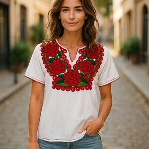 Embroidered Blouse,  White Blouse, White Embroidered Blouse,